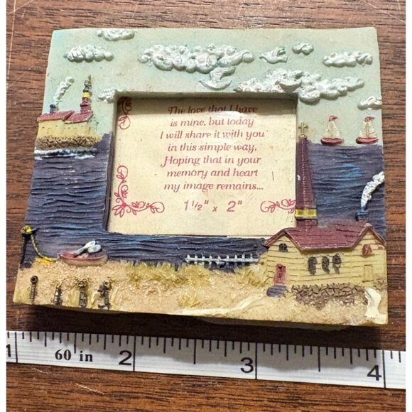 Seaside Frame Miniature Coastal Scene Picture 1.5" X 2" With Easel Back - Picture 6 of 6
